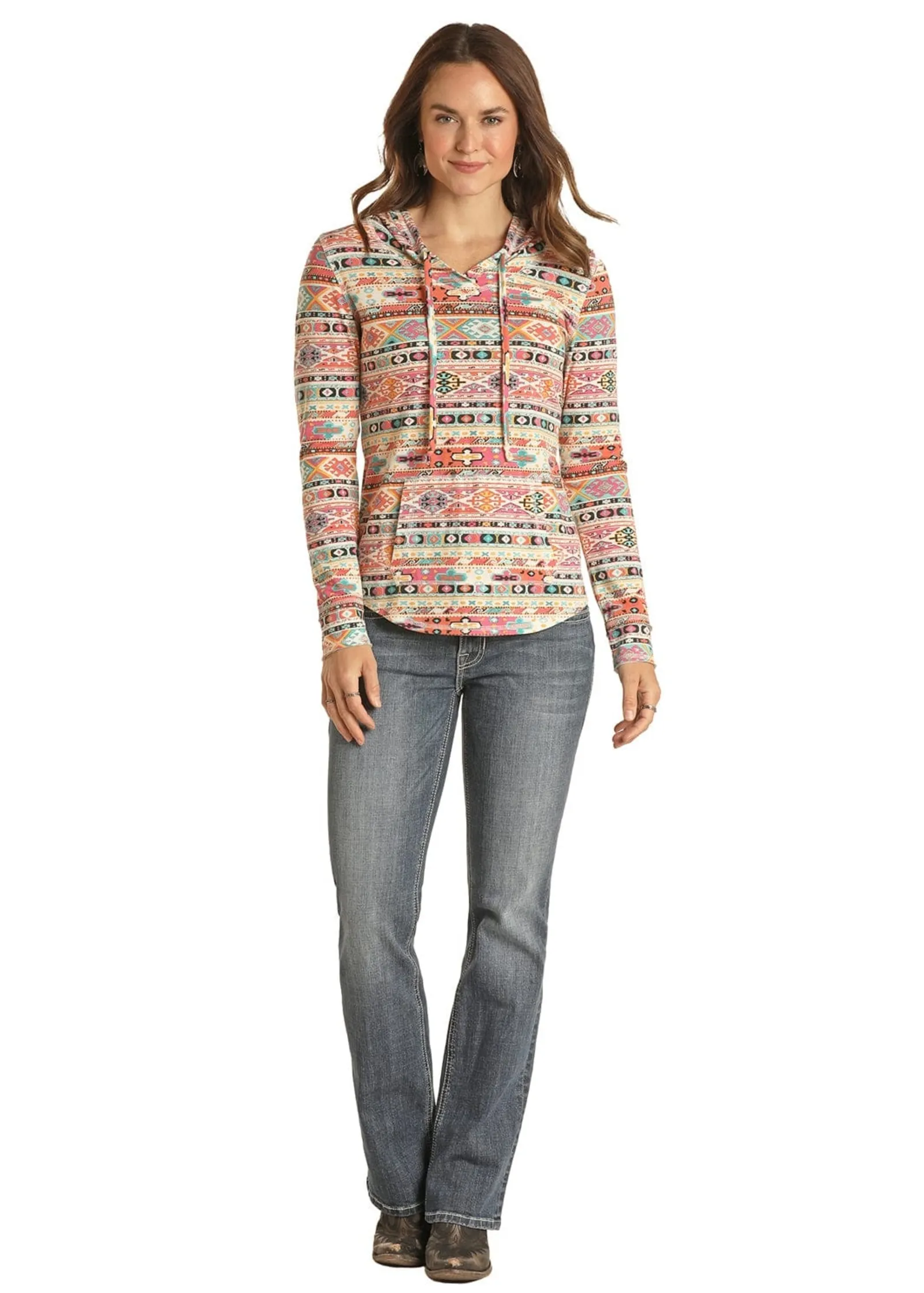 Panhandle Women's Slim Aztec Print Hoodie