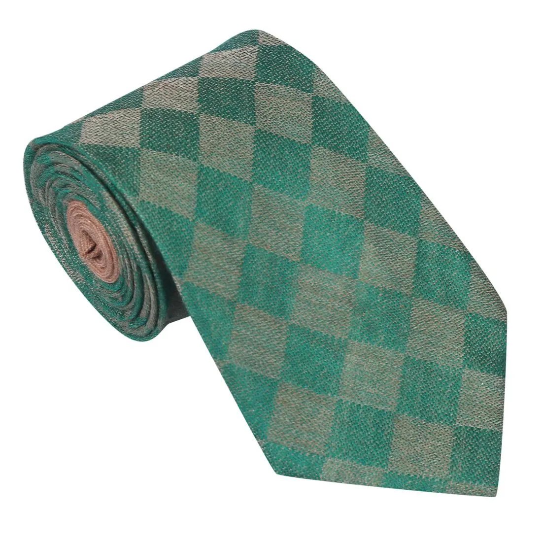 Pashtush Mens  Necktie, Soft And Luxurious, Checkered Design, Free Size, Marlon Green