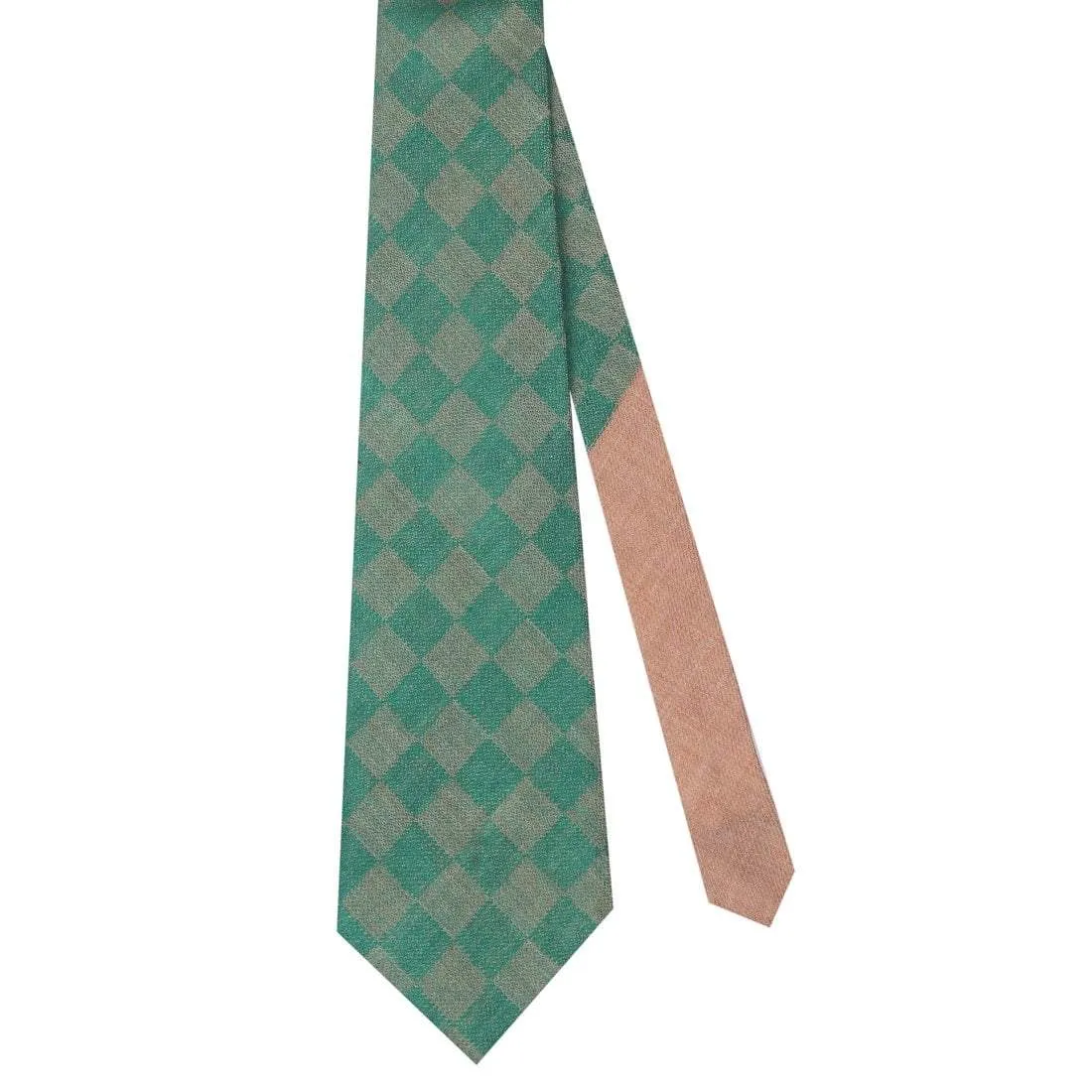 Pashtush Mens  Necktie, Soft And Luxurious, Checkered Design, Free Size, Marlon Green