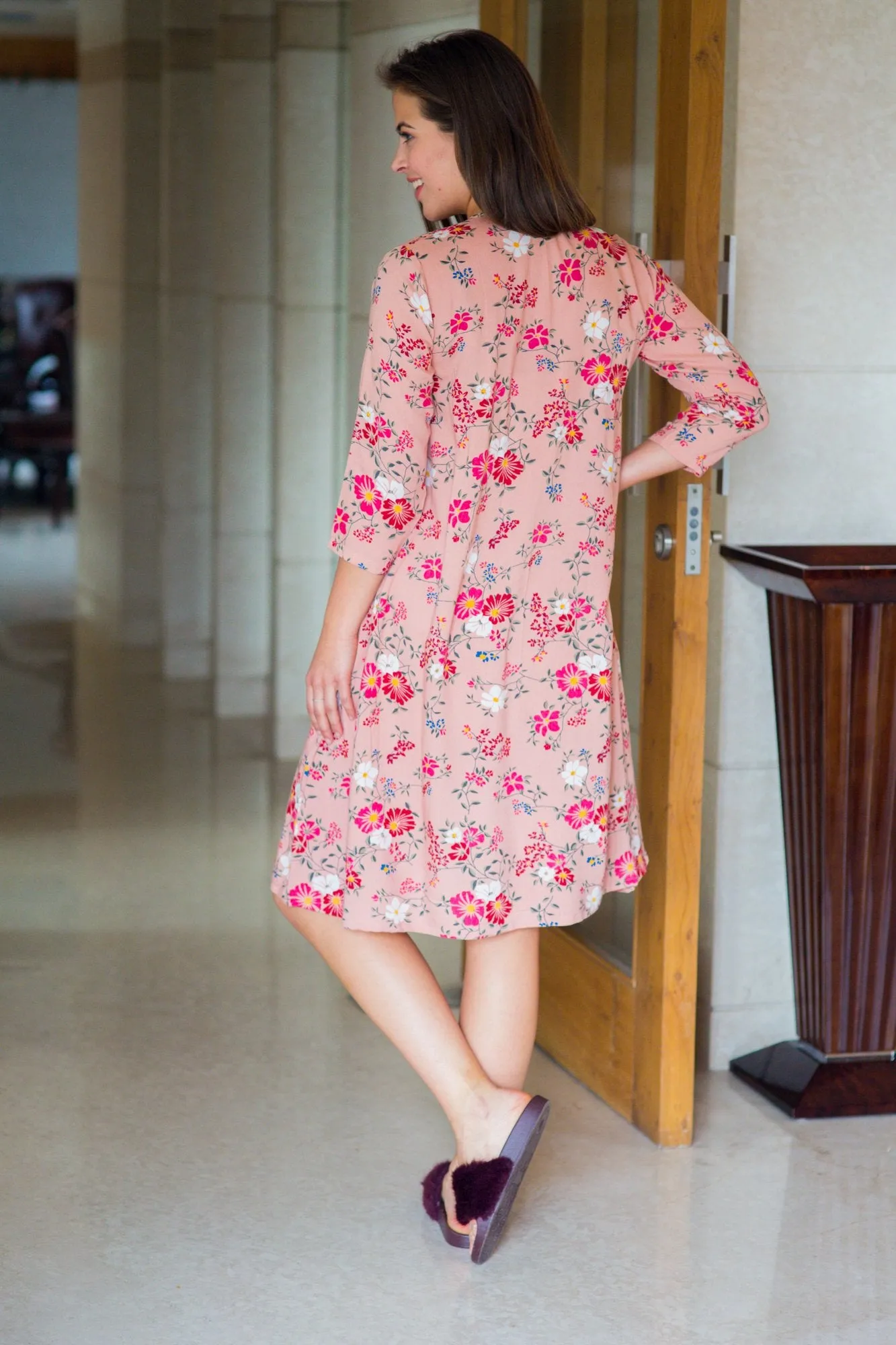 Peony Pink Maternity & Nursing Dress