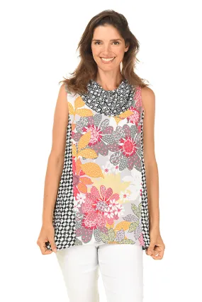 Pink Floral Diamond Sleeveless Tunic