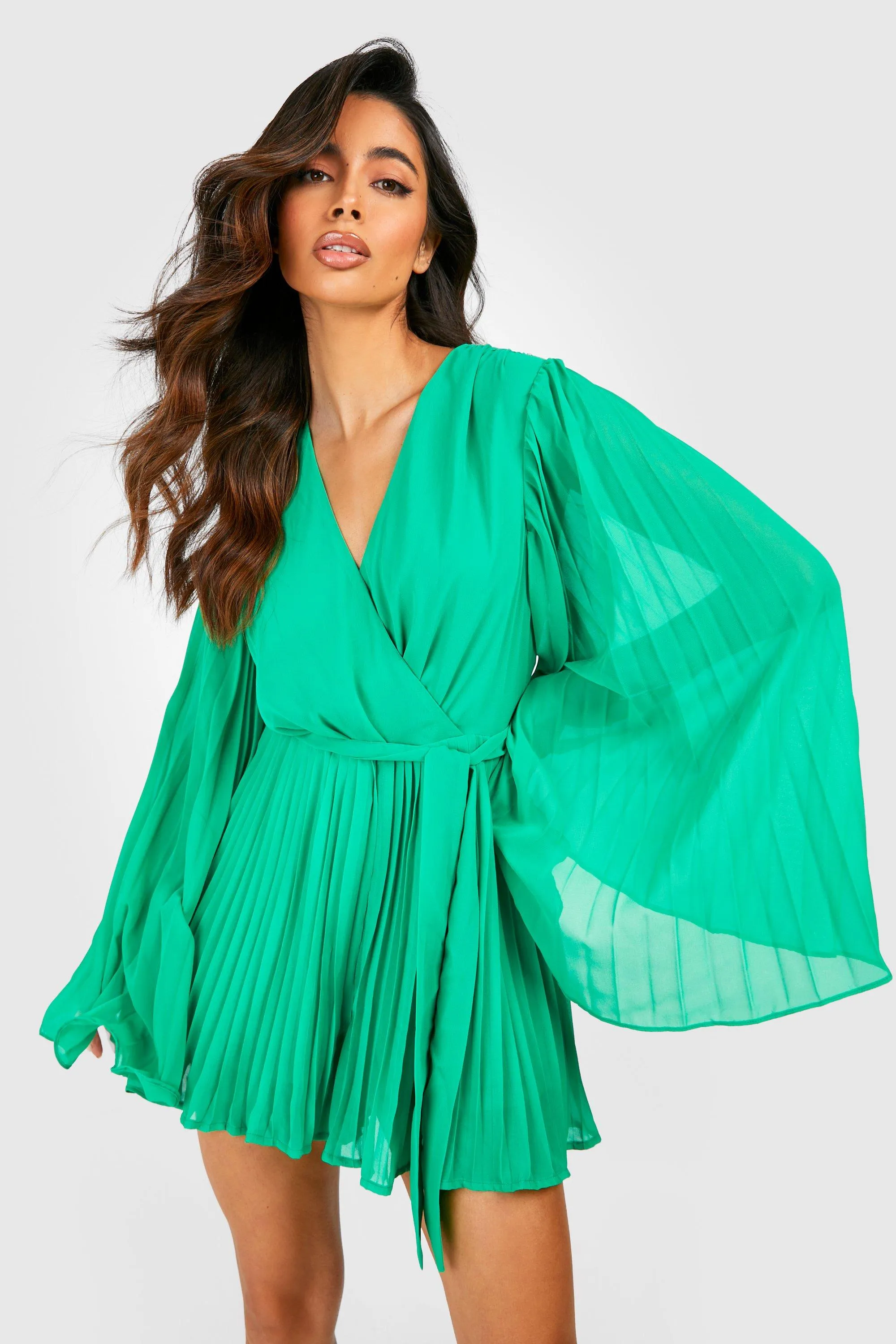 Pleated Chiffon Wrap Romper