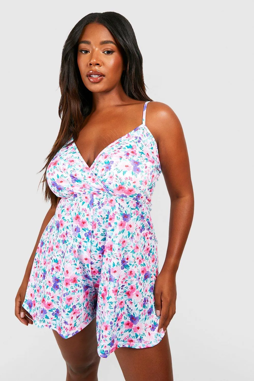 Plus Ditsy Floral Flippy Romper