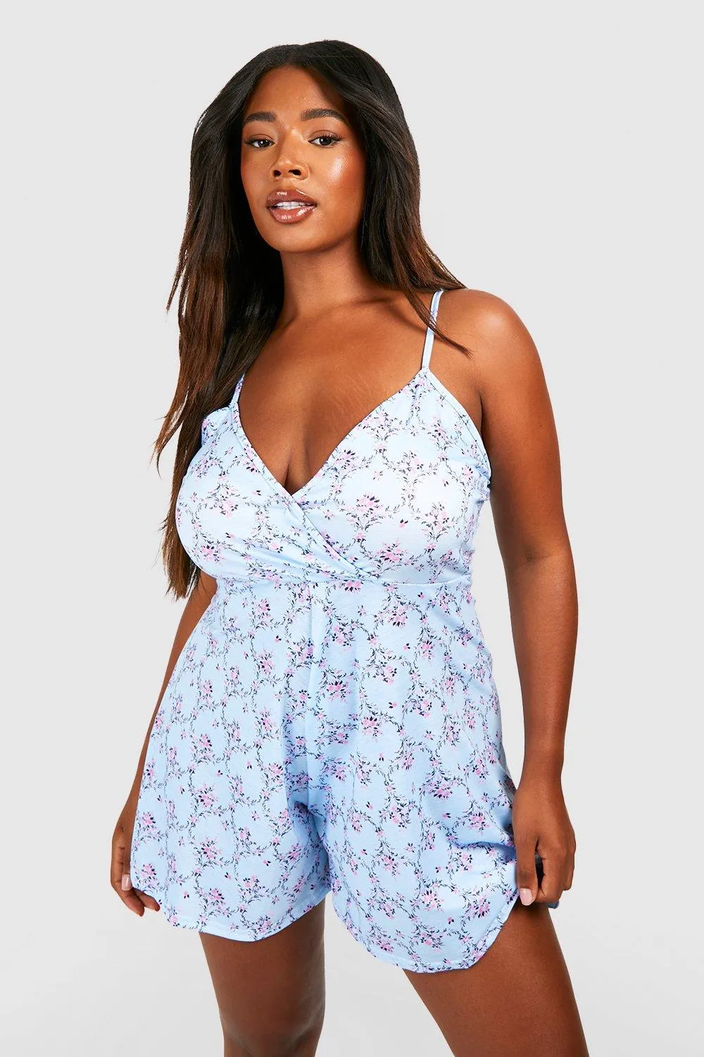 Plus Floral Print Flippy Romper