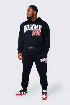 Plus Homme Varsity Graphic Hooded Tracksuit