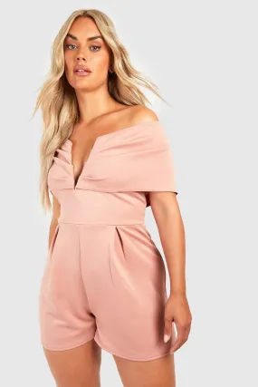 Plus Scuba Off Shoulder Flippy Romper