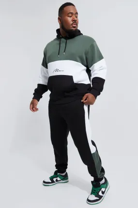 Plus Size Man Colour Block Tracksuit