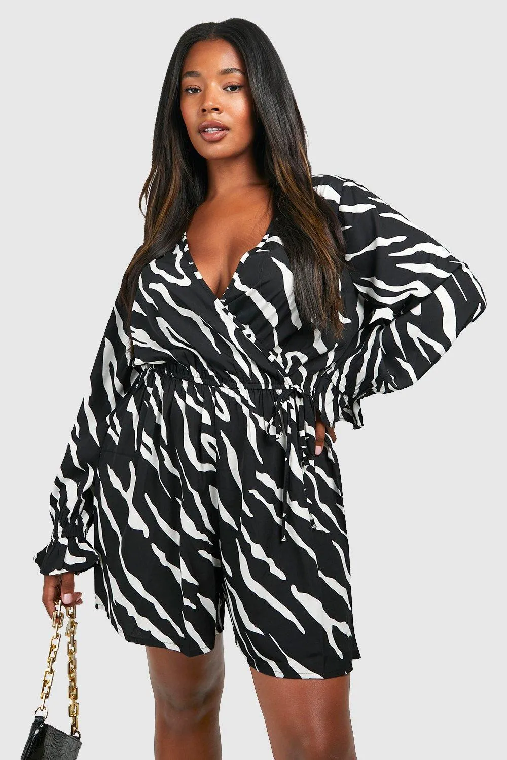 Plus Zebra Wrap Romper