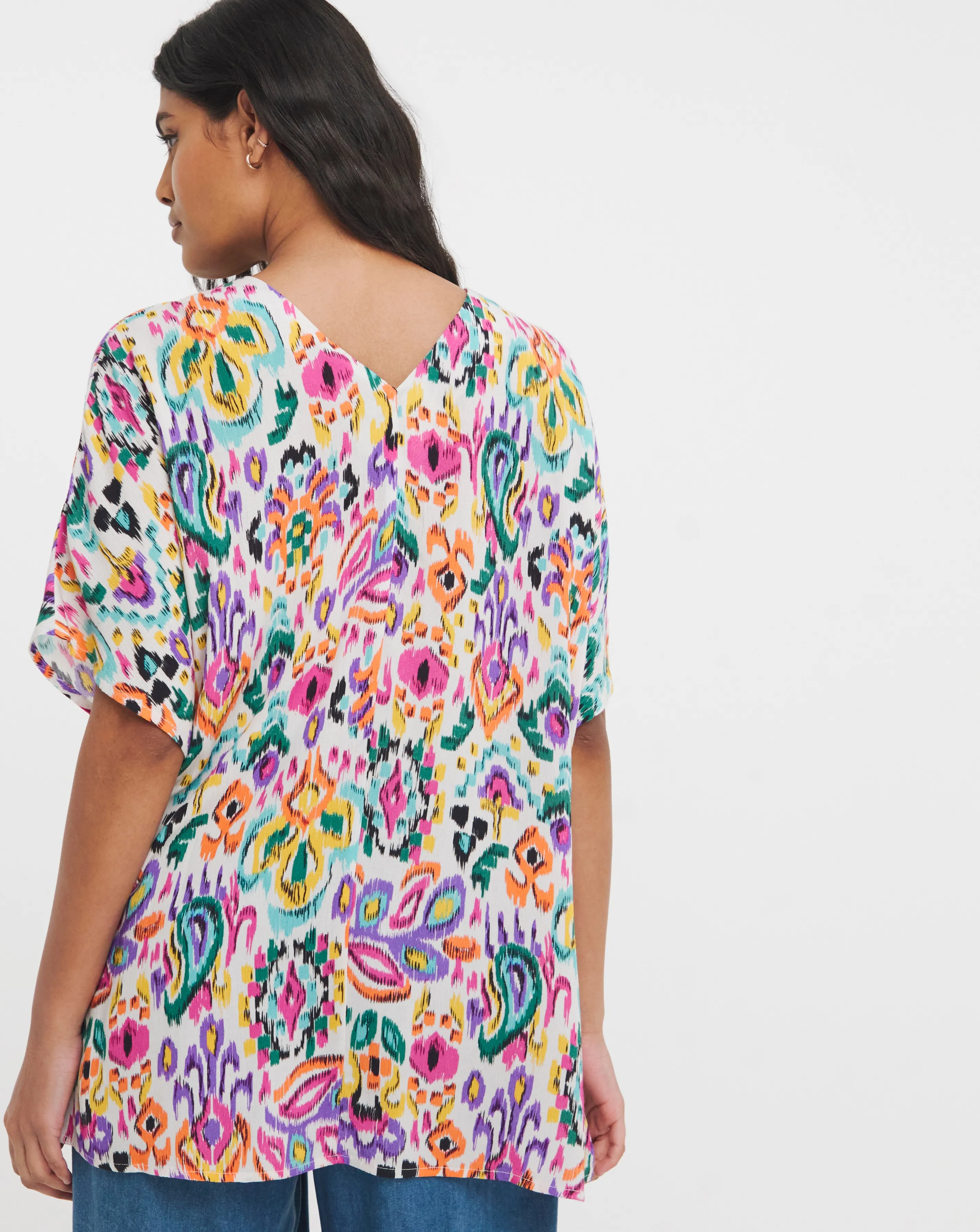 Printed Crinkle Tunic Top