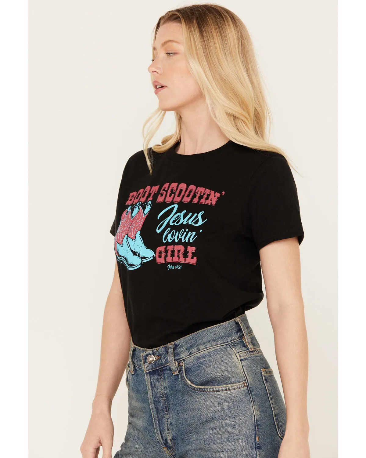 Product Name:  Kerusso Women's Boot Scootin Short Sleeve Graphic Tee