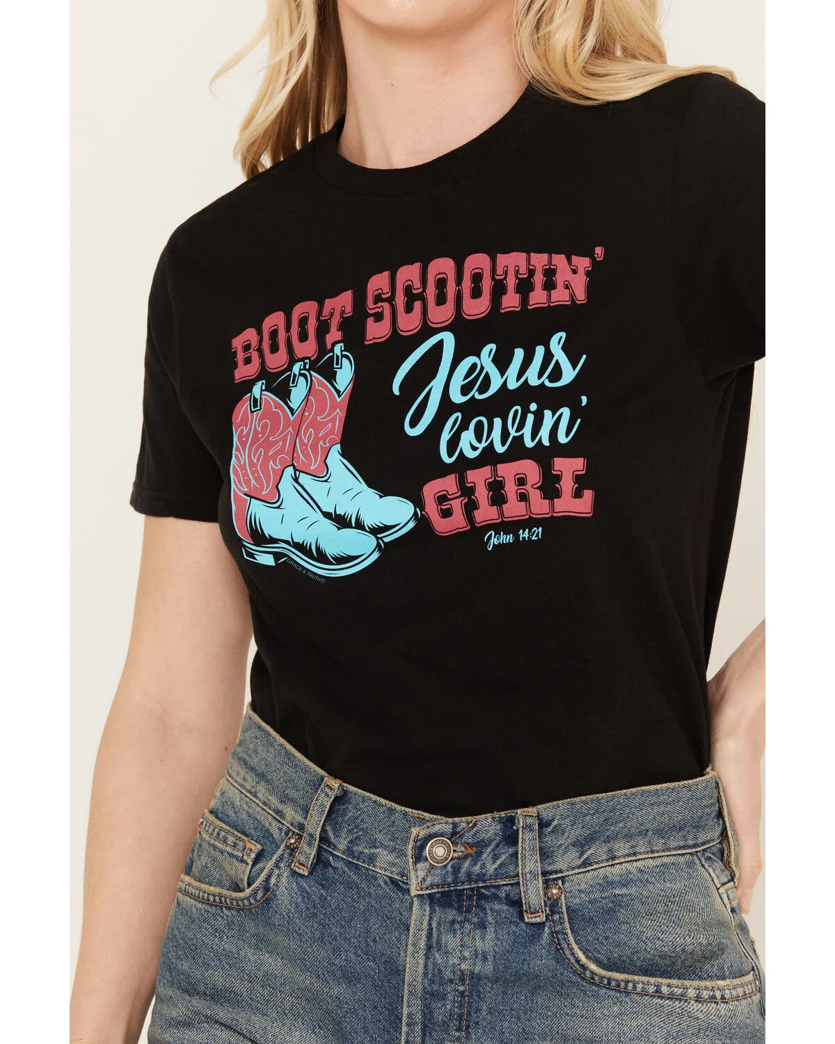 Product Name:  Kerusso Women's Boot Scootin Short Sleeve Graphic Tee