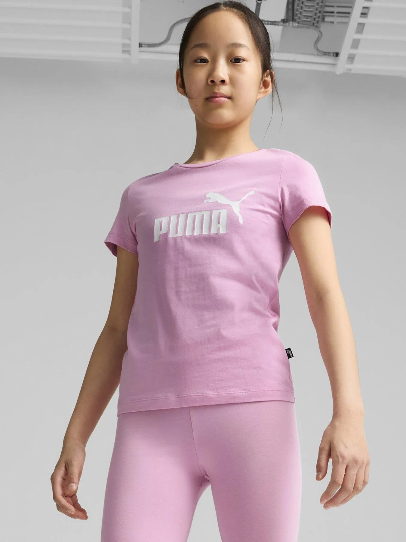 Puma Girls Essentials Logo Tee - Purple