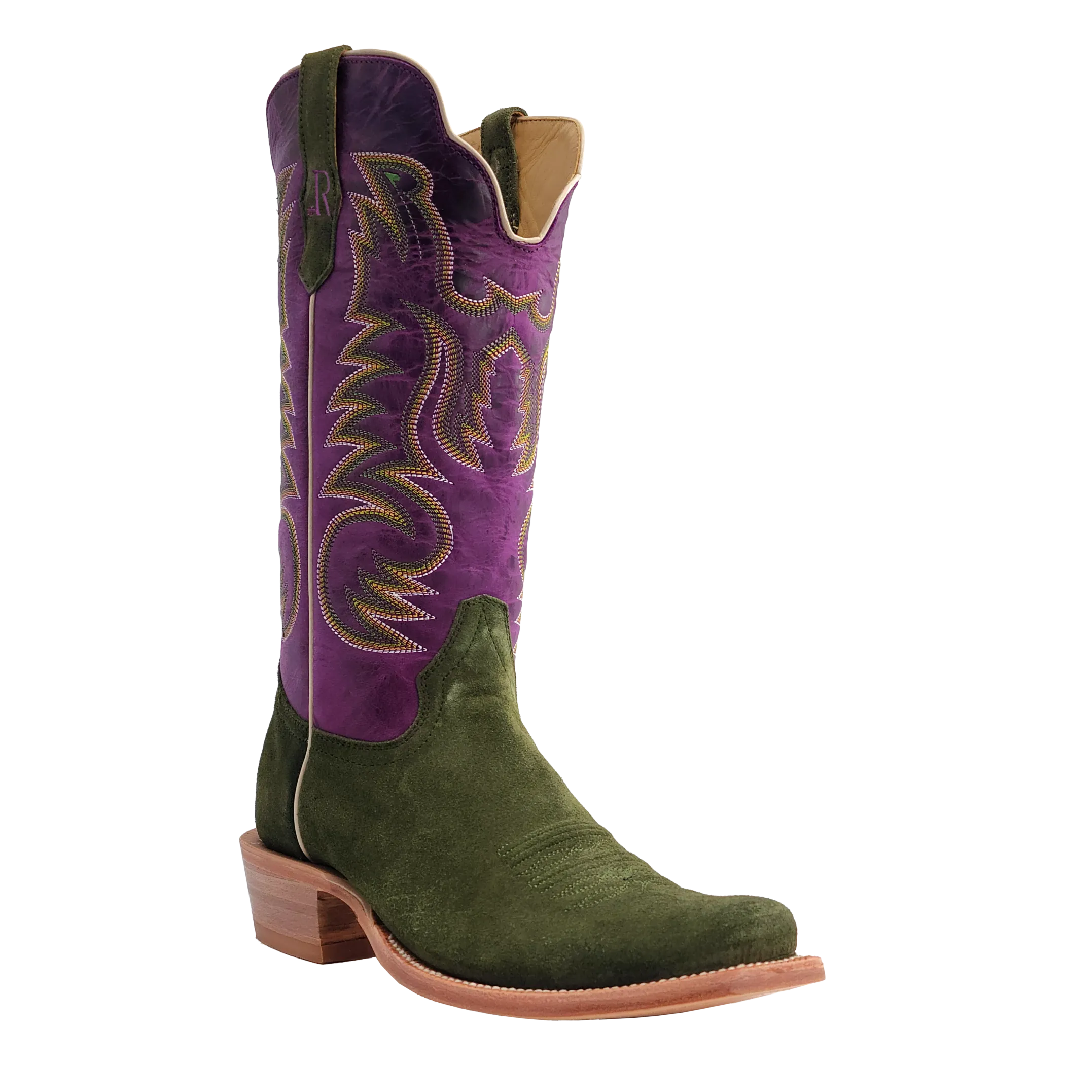 R. Watson Men’s Forest Green Rough Out Electric Purple Cowhide Boot