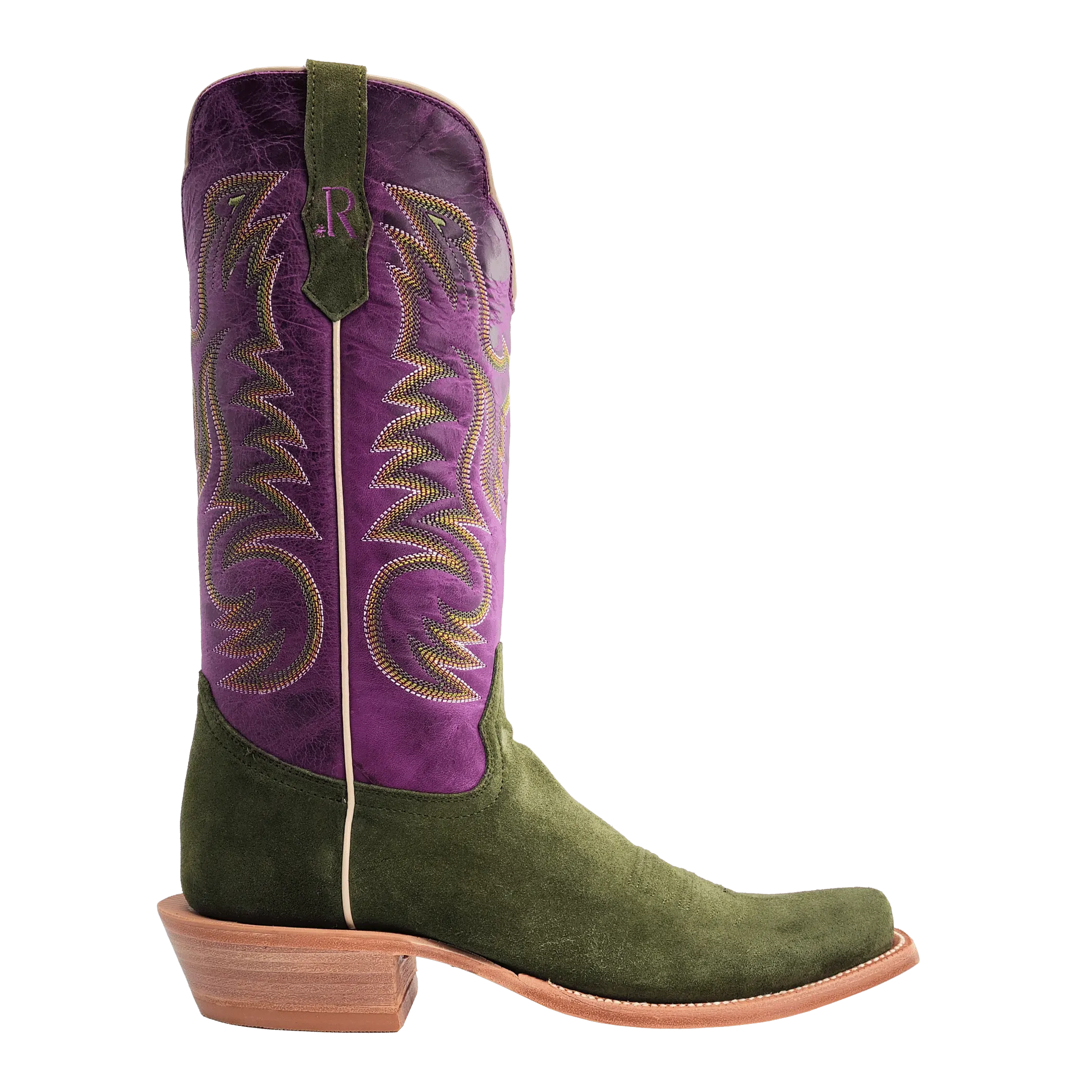 R. Watson Men’s Forest Green Rough Out Electric Purple Cowhide Boot