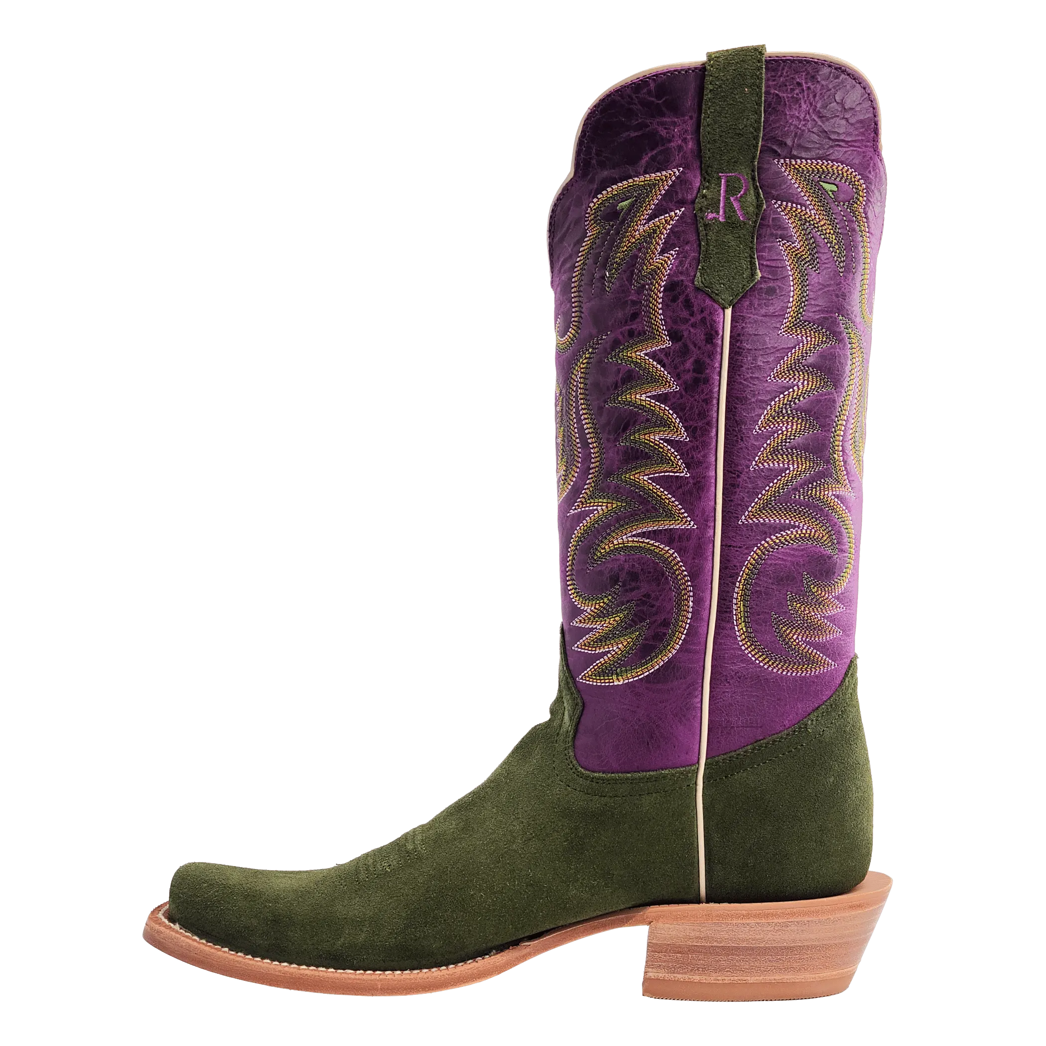 R. Watson Men’s Forest Green Rough Out Electric Purple Cowhide Boot