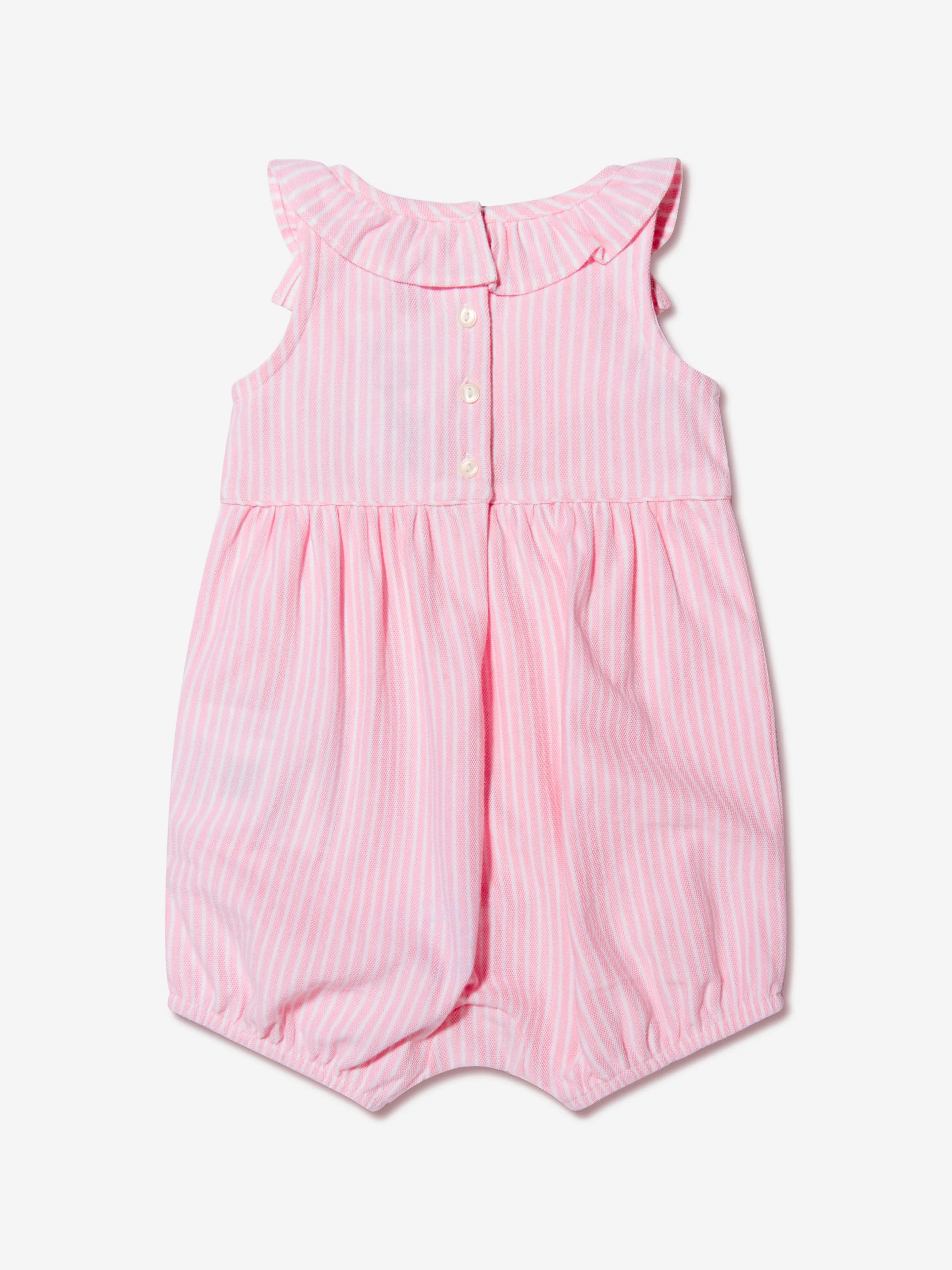 Ralph Lauren Baby Girls Mesh Bubble Romper in Pink