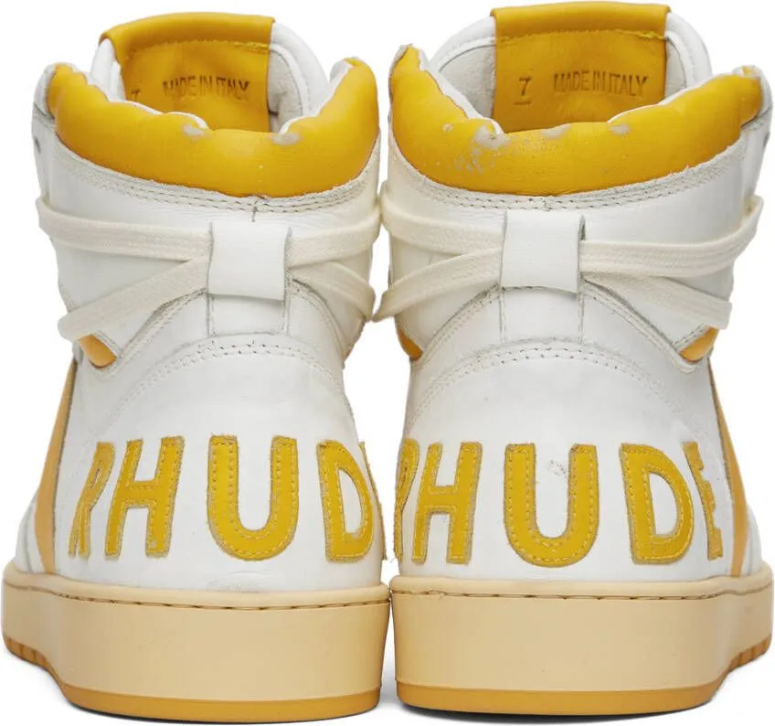 Rhude White & Yellow Rhecess Hi Sneakers