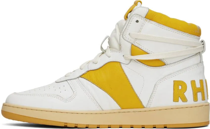 Rhude White & Yellow Rhecess Hi Sneakers