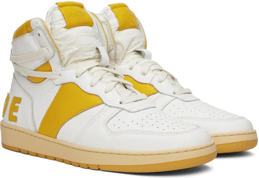 Rhude White & Yellow Rhecess Hi Sneakers