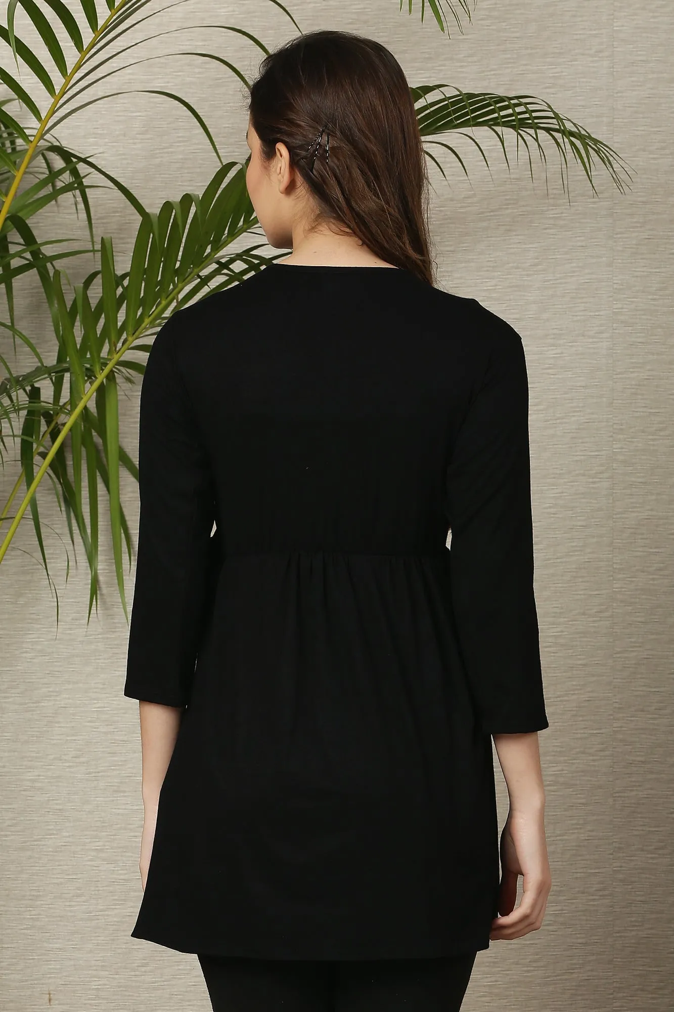 Rich Black Maternity & Nursing Wrap Top