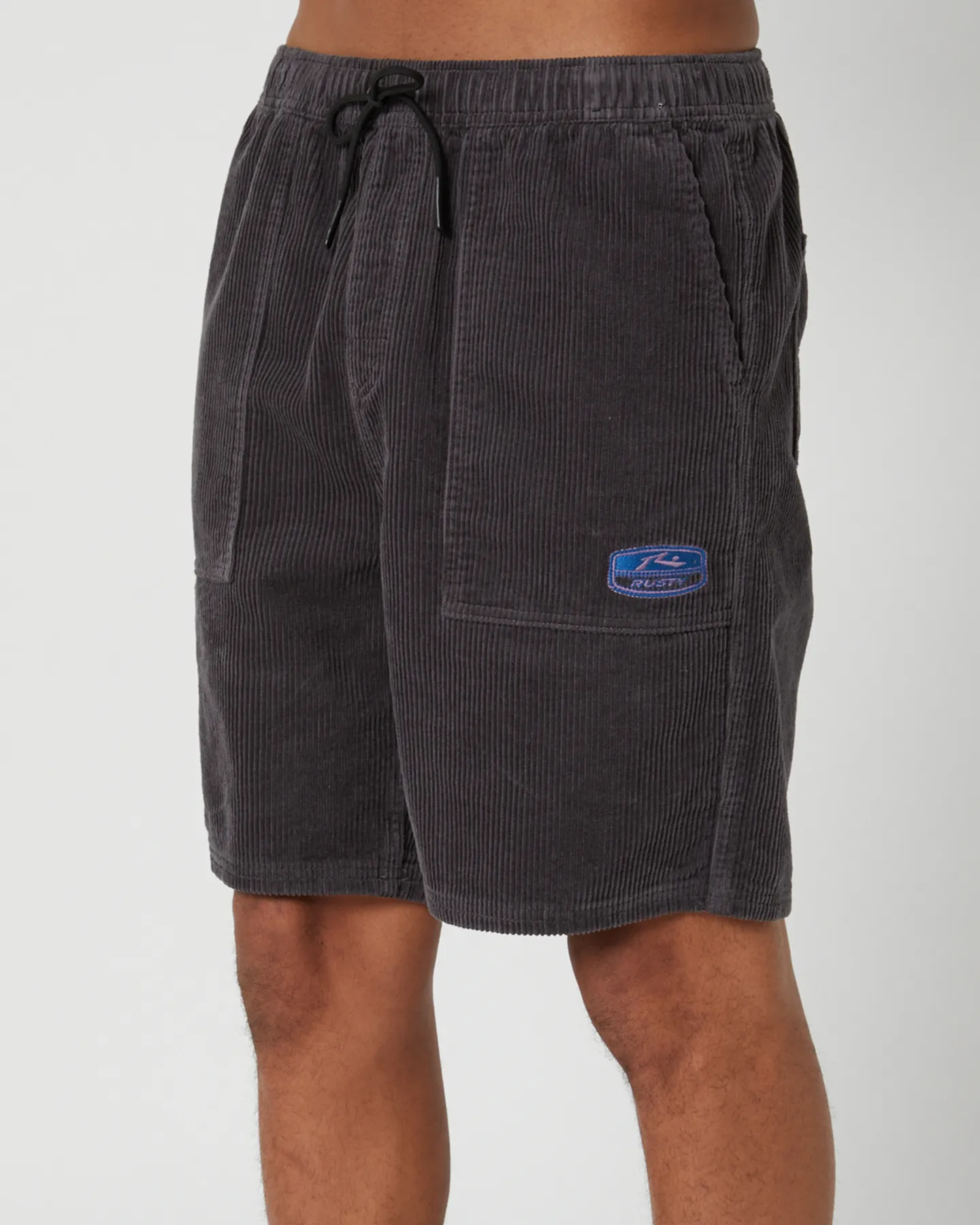 Rusty 8 Wale 20 Workwear Elastic Short - Coal | SurfStitch