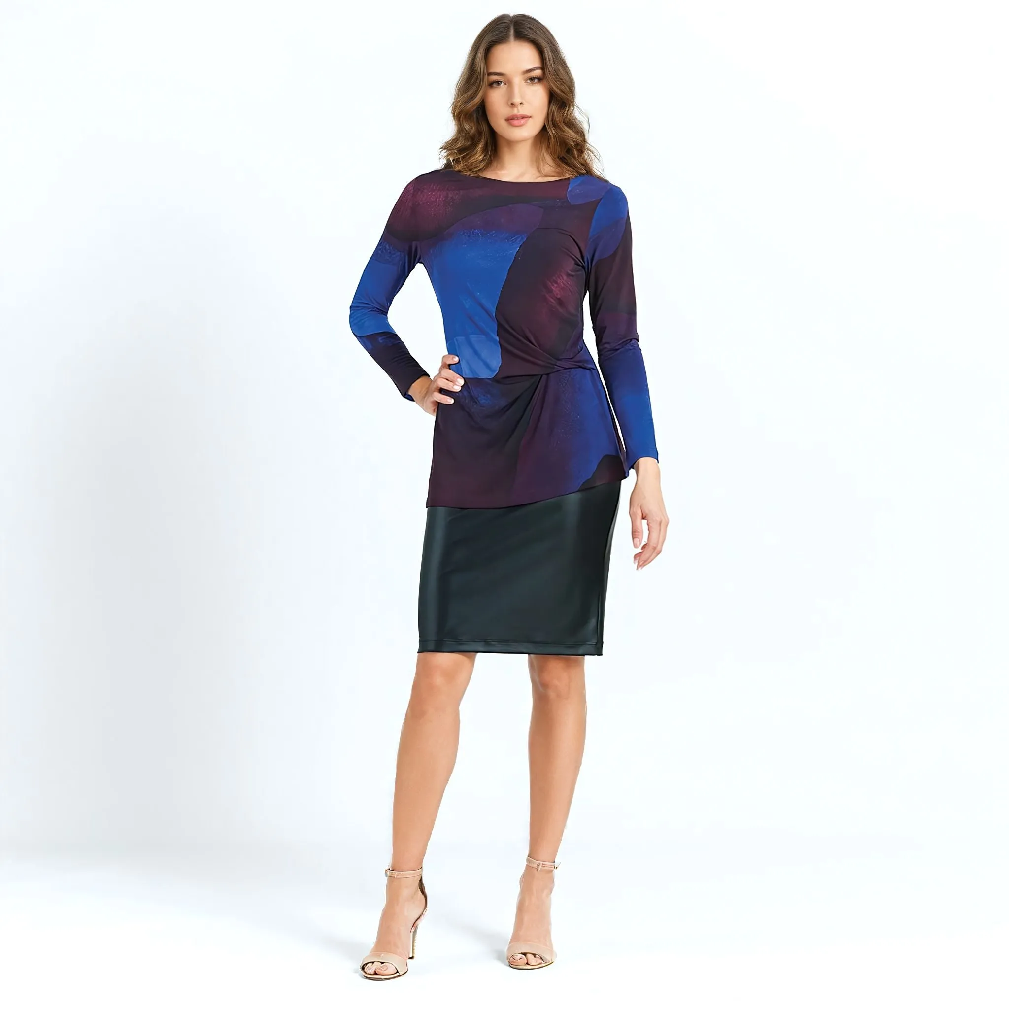 Side Twist Tunic - Purple Watercolor - Final Sale!