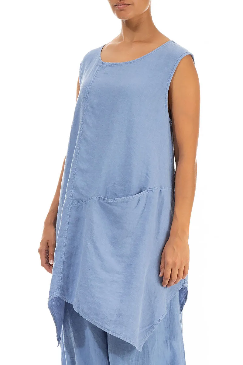 Sleeveless Light Blue Linen Tunic