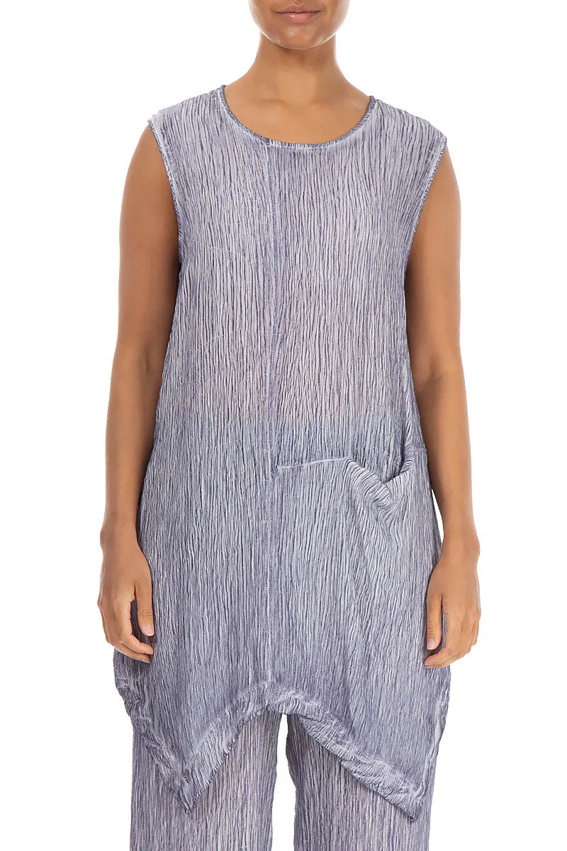 Sleeveless Washed Effect Lilac Silk Viscose Tunic