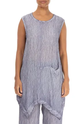 Sleeveless Washed Effect Lilac Silk Viscose Tunic