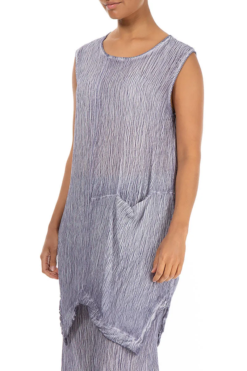 Sleeveless Washed Effect Lilac Silk Viscose Tunic