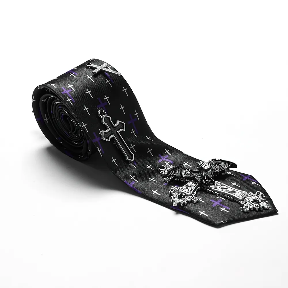 Stylish Dual-Color Cross Print Necktie for Women