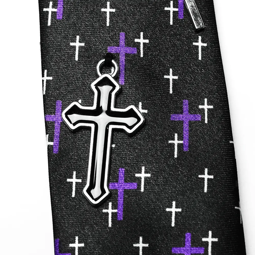 Stylish Dual-Color Cross Print Necktie for Women