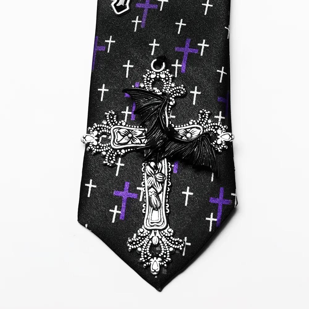 Stylish Dual-Color Cross Print Necktie for Women