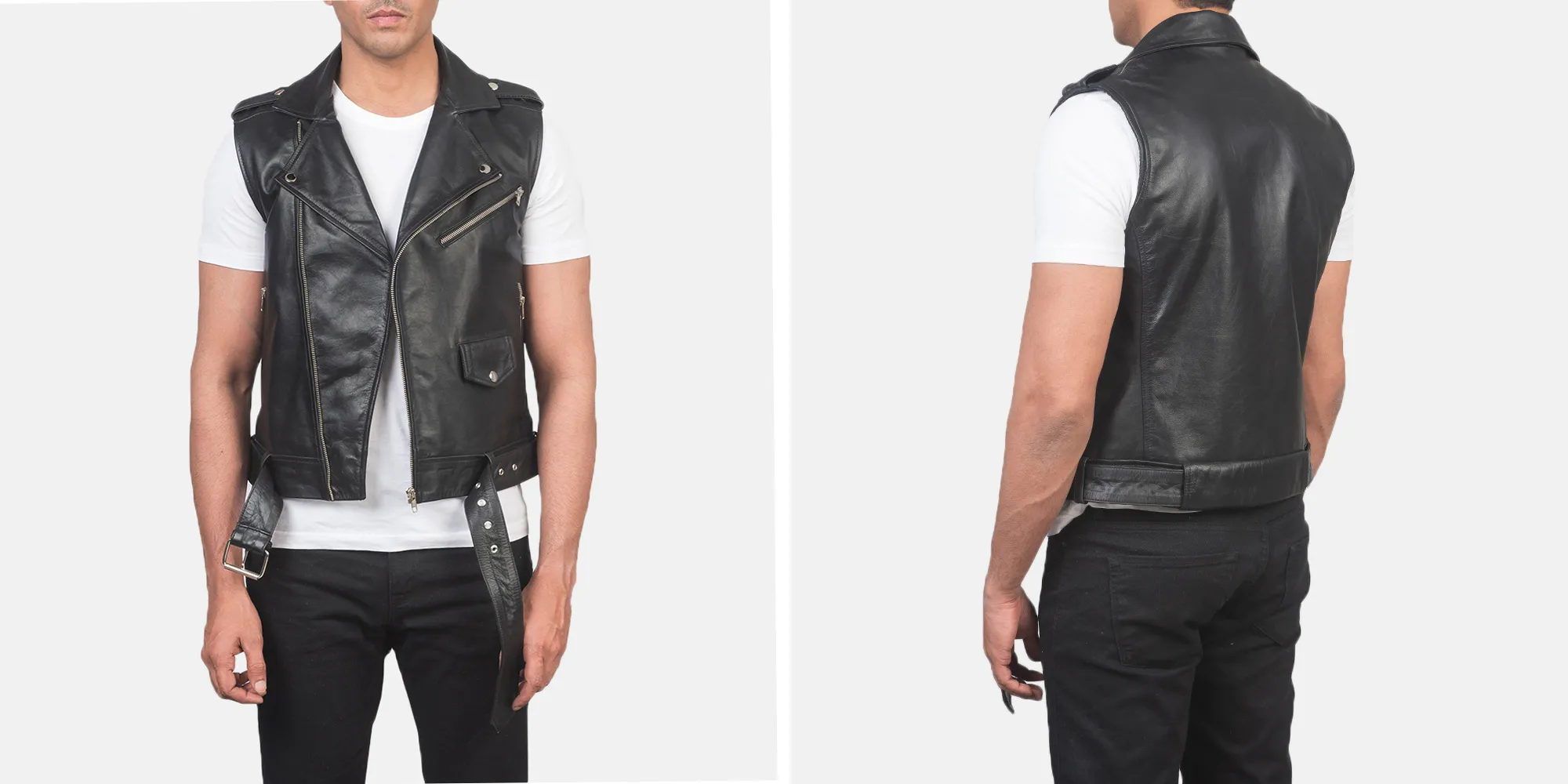 Sullivan Black Leather Biker Vest