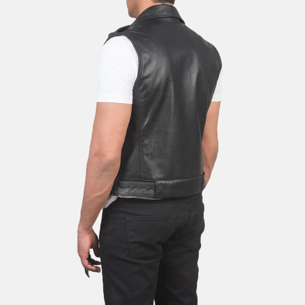 Sullivan Black Leather Biker Vest