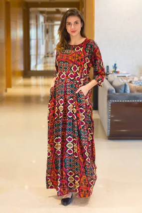 Sunshine Aztec Concealed Zip Maternity & Nursing Maxi