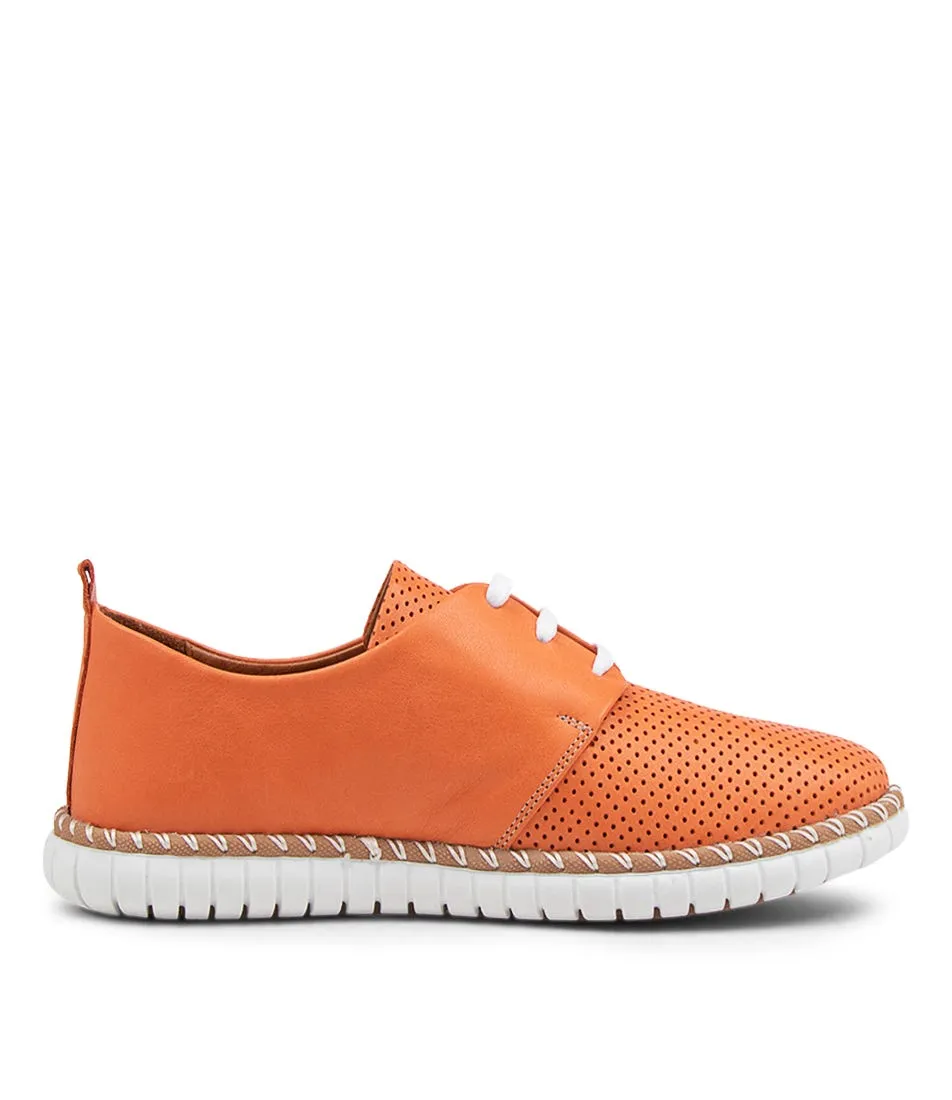 SUPERSOFT Sincere Bright Orange Tan Leather Sneakers