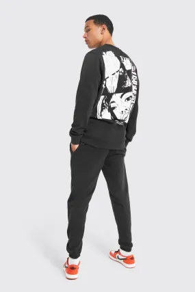 Tall Anime Back Graphic Sweat Tracksuit