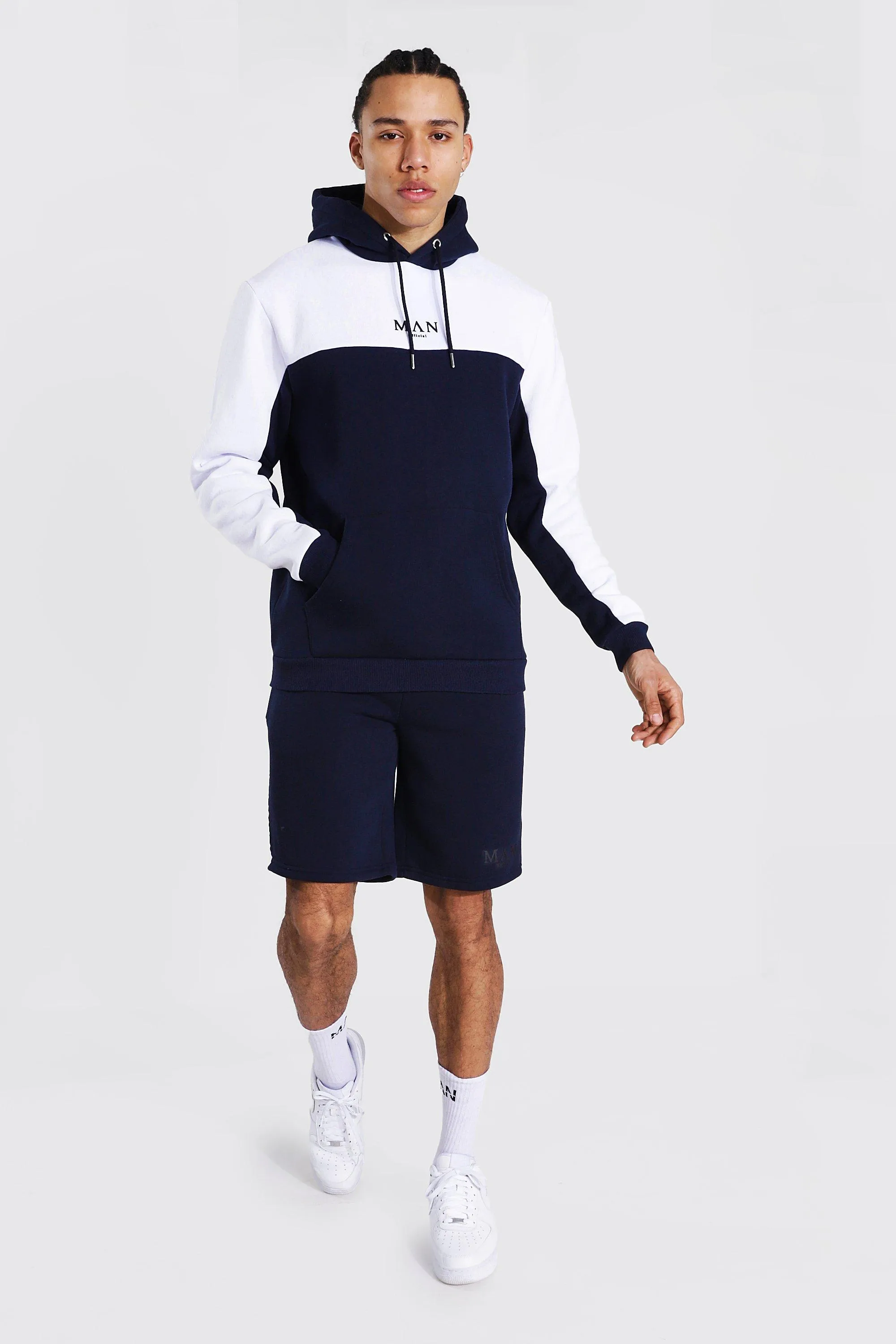 Tall Man Tape Colour Block Short Tracksuit | boohooMAN UK