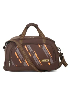 Teakwood Leather Brown Printed Small Duffel Bag