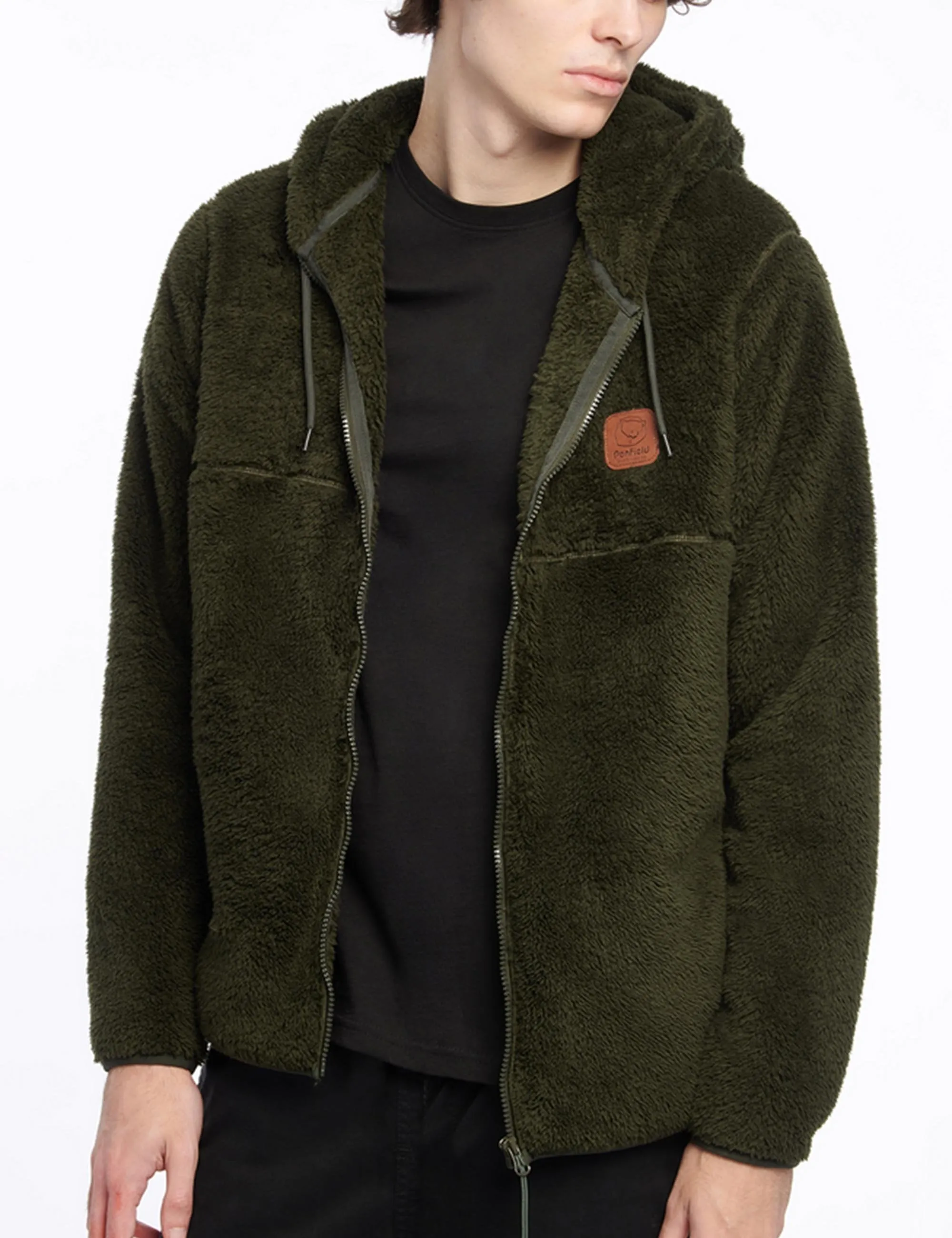 Teddy Fleece Zip Through Sweat - Forest Night