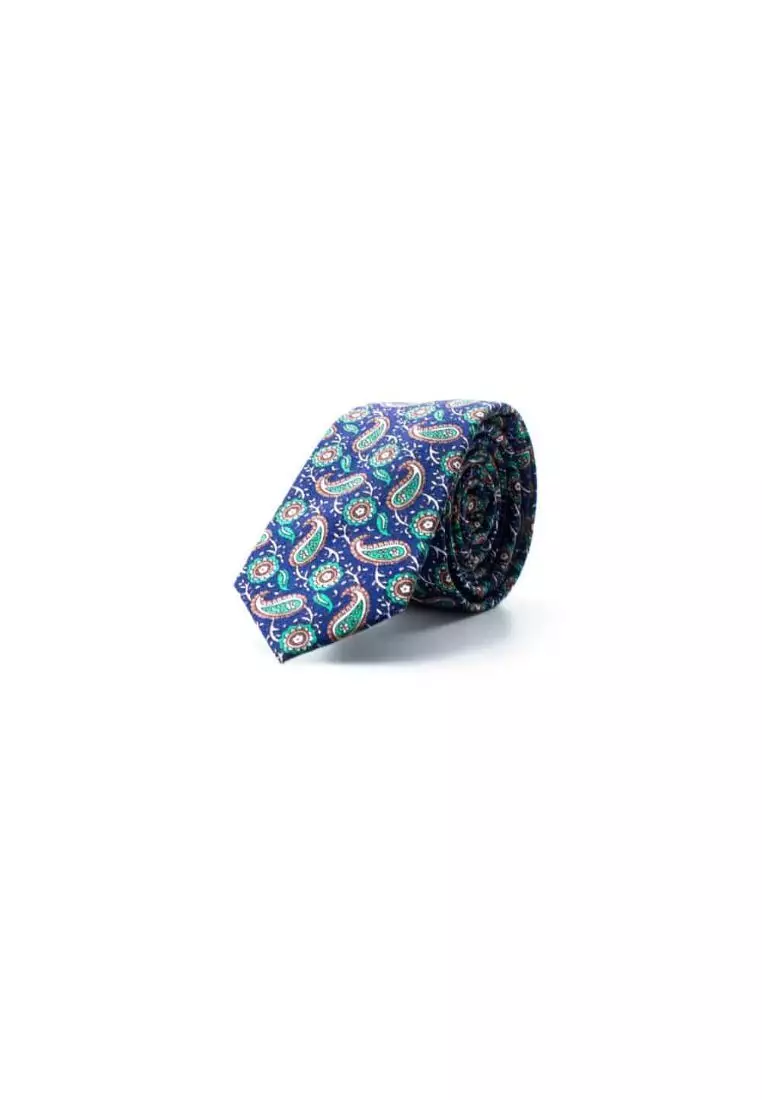 The Shirt Bar The Shirt Bar Blue with Paisley Print Woven Necktie NT11.8