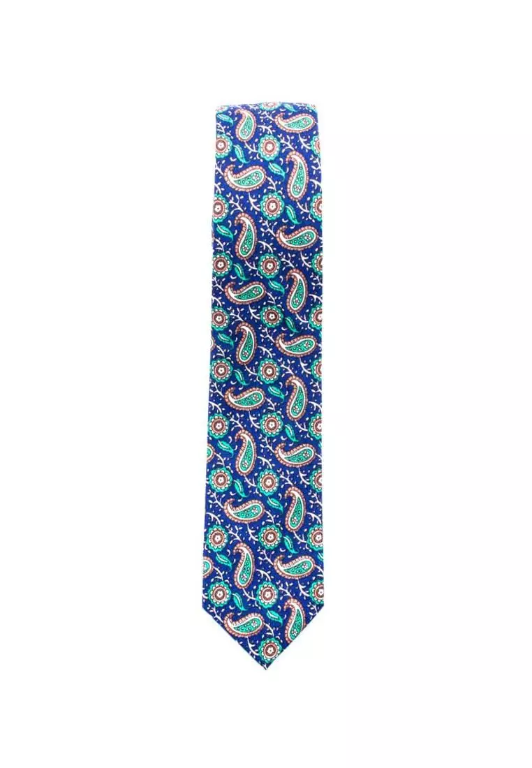 The Shirt Bar The Shirt Bar Blue with Paisley Print Woven Necktie NT11.8