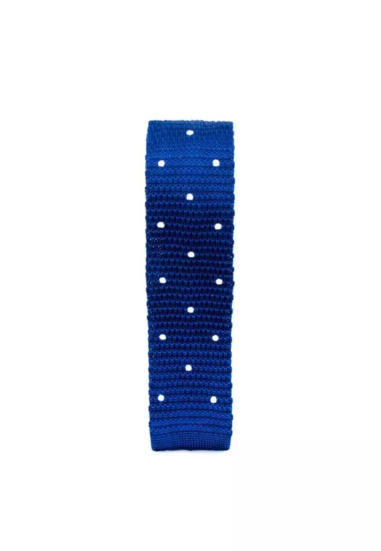 The Shirt Bar The Shirt Bar Blue with White Polka Dots Knitted Necktie KNT93.8