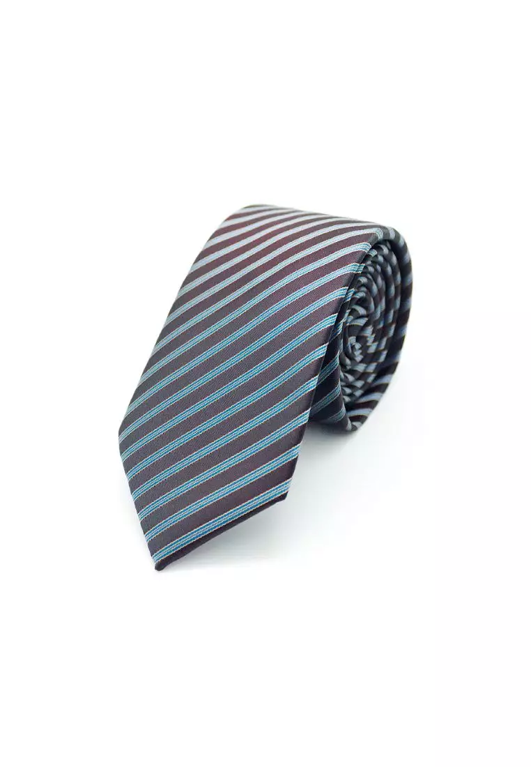 The Shirt Bar The Shirt Bar Brown Stripes Spill Resist Woven Necktie NT34.9