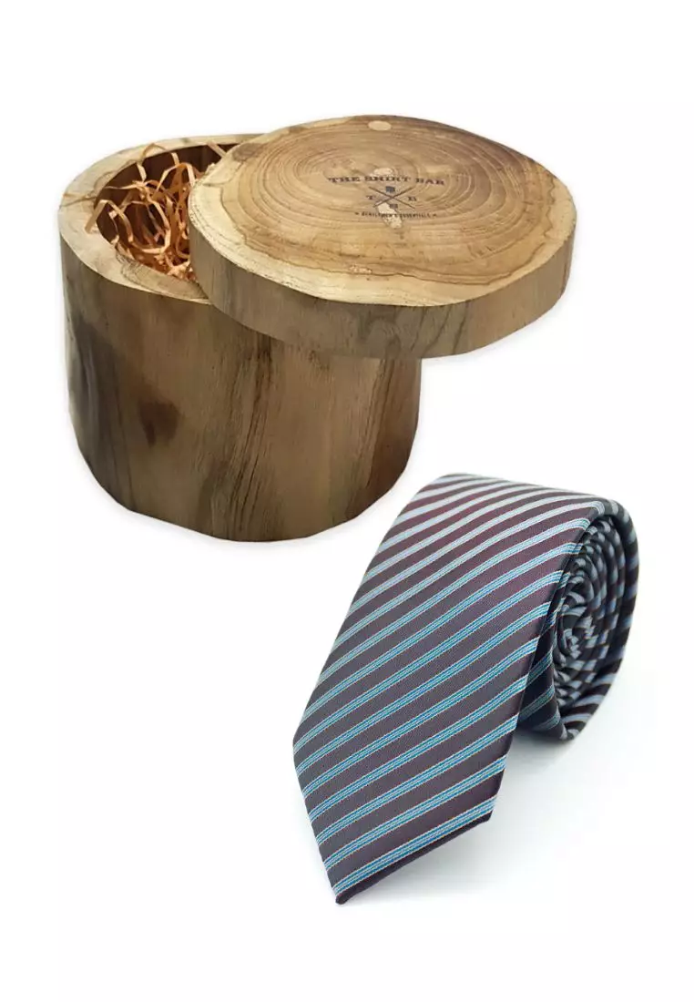 The Shirt Bar The Shirt Bar Brown Stripes Spill Resist Woven Necktie NT34.9