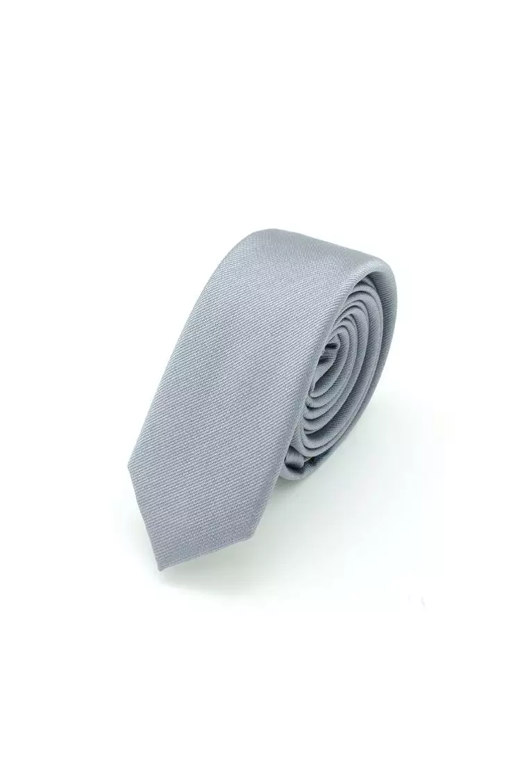 The Shirt Bar The Shirt Bar Solid Grey Woven Necktie NT98.8