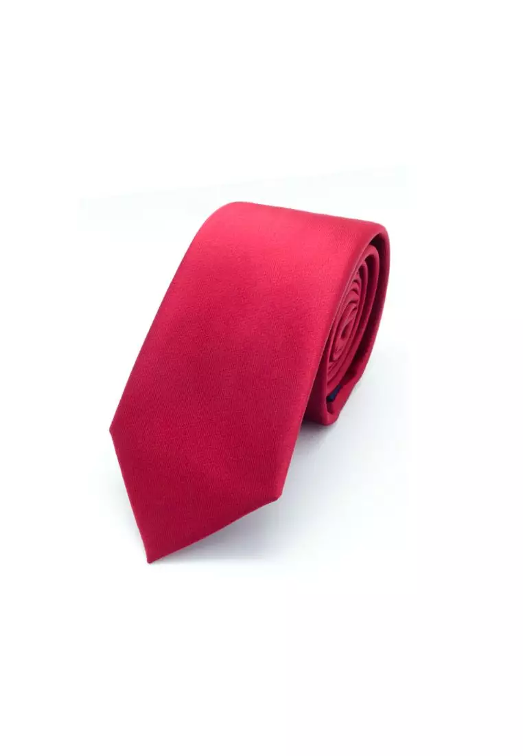 The Shirt Bar The Shirt Bar Solid Ribbon Red Woven Necktie NT12.9