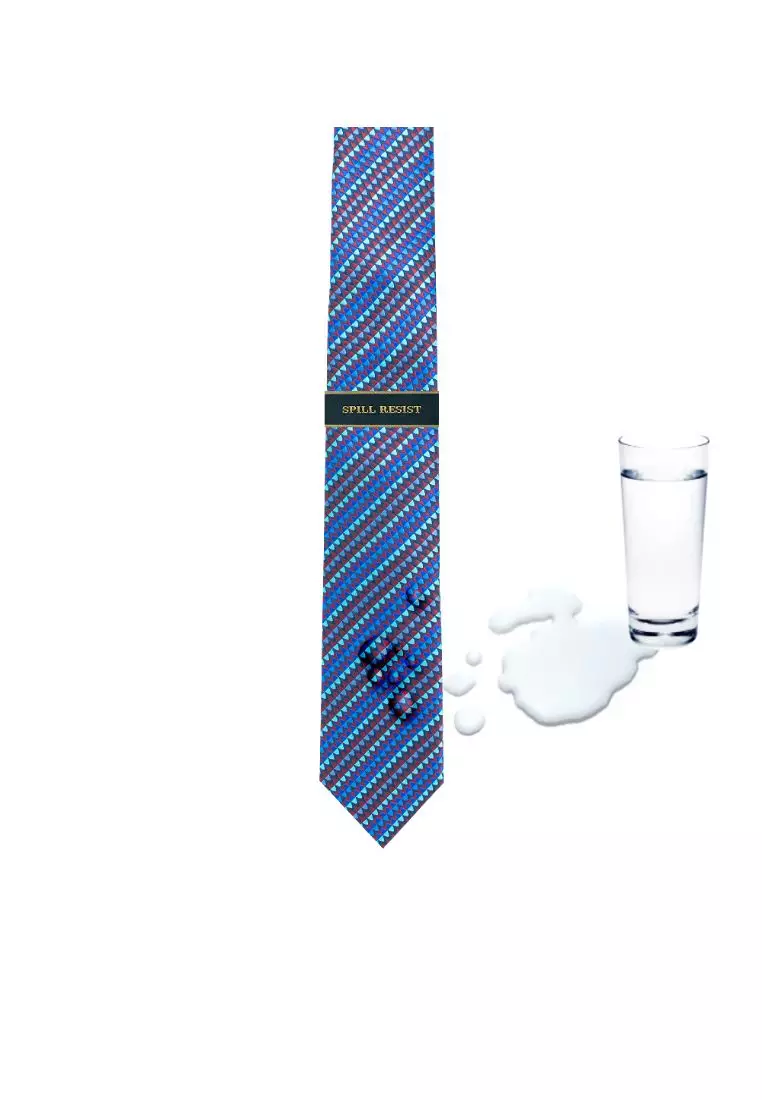 The Shirt Bar The Shirt Bar Turquoise and Blue Geometric Spill Resist  Woven Necktie NT37.9