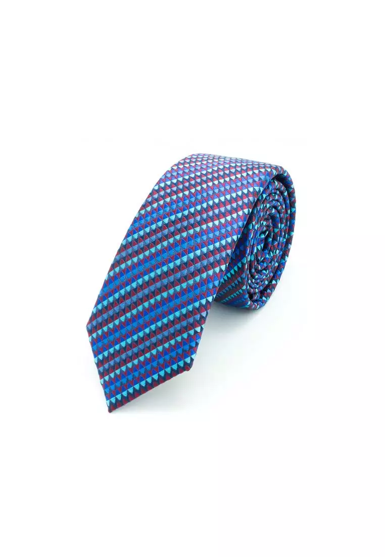 The Shirt Bar The Shirt Bar Turquoise and Blue Geometric Spill Resist  Woven Necktie NT37.9